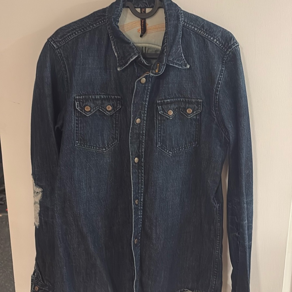 Vintage distressed denim Nudie jeans shirt men’s